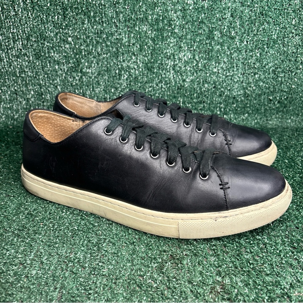 POLO RALPH LAUREN Men's Jermain Black Leather Sneakers‎ Size 12